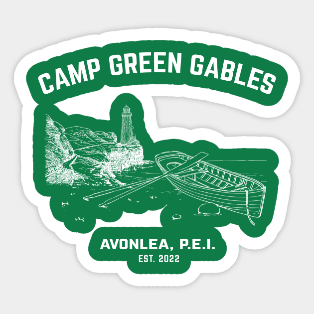 Camp Green Gables Lighthouse Shirt Sticker by loudscape